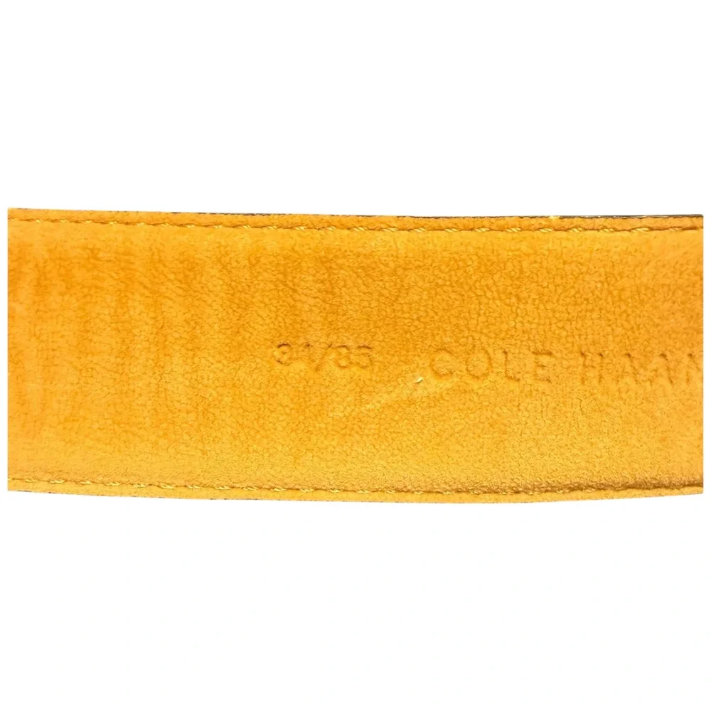 COLE HAAN Men's Brown Leather Belt 34 Silver Buckle Brogue